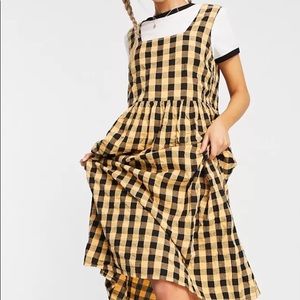 Collusion seersucker gingham midi length sundress